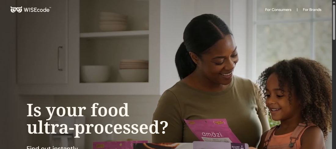 WISEcode homepage: checking whether food is ultra-processed.